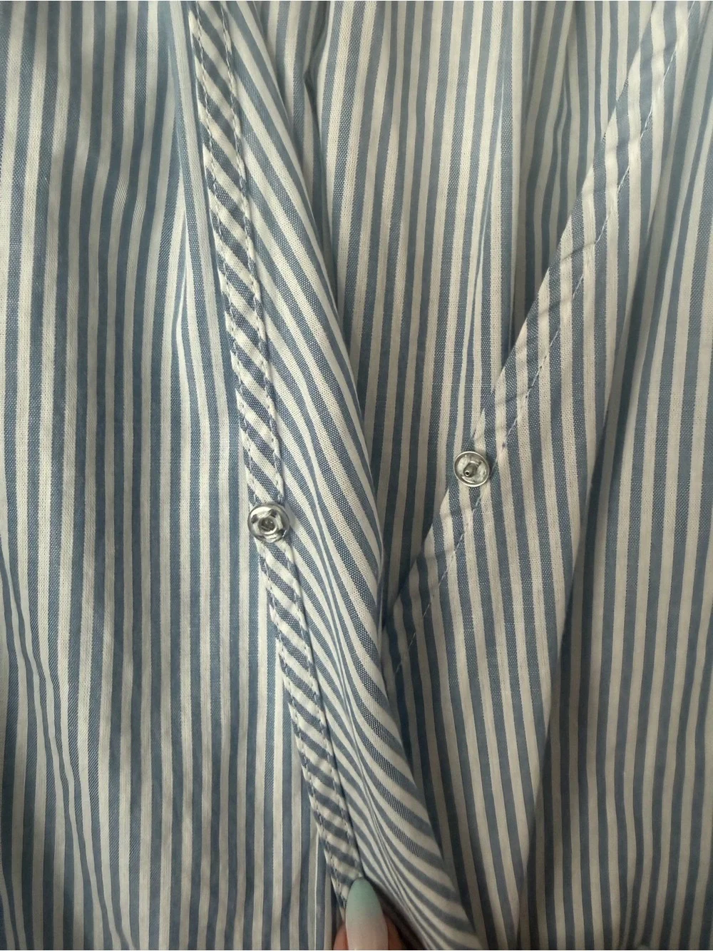 Madewell Blue and White Striped Wrap Blouse size S NWOT